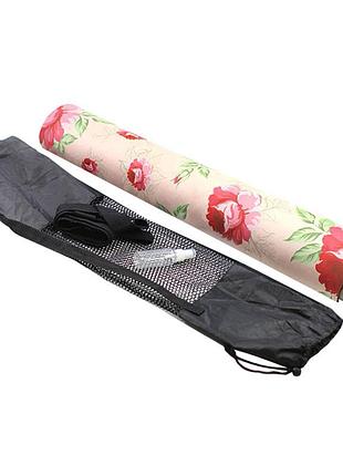 Йогамат для вправ килимок для фітнесу та йоги meileer rubb-22 червоні квіти 1830*680*4mm