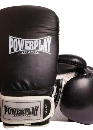 Боксерские перчатки для тренировок powerplay черные 16 унций