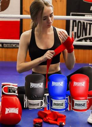 Боксерские перчатки для тренировок powerplay черные 14 унций10 фото