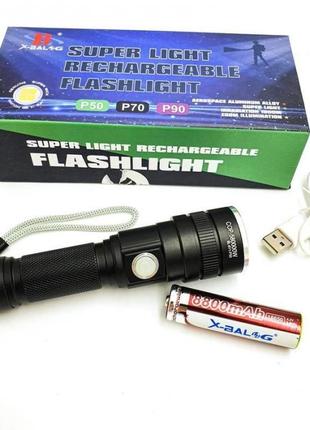 Ліхтар ручний акумуляторний 3 режими роботи, яскравість 1500 lumen bl-611-p50