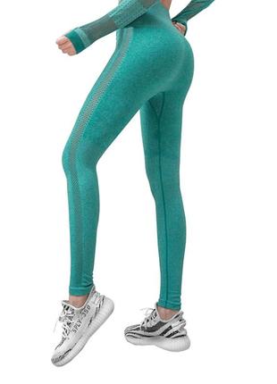 Женские спортивные лосины lesko the queen jane 718-2 green m с высокой посадкой для фитнеса  леггинсы