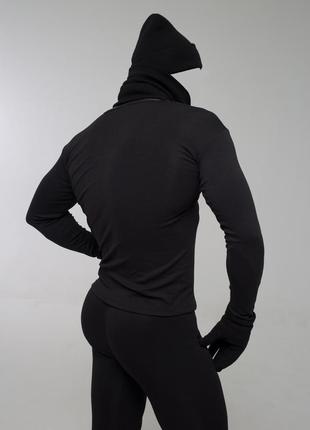 Зимова термобілизна чоловіча чорна, комплект 6 в 1 штани + кофта + шапка й баф + термошкарпетки + рукавички8 фото