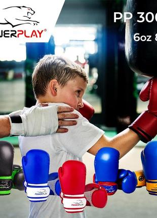 Боксерские перчатки powerplay 3004 jr сине-белые 8 унций8 фото