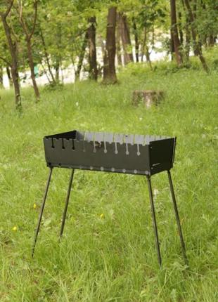 Мангал чемодан раскладной на 10 шампуров / гриль мангал из металла переносной для пикника подарочный