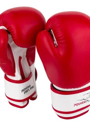 Боксерские перчатки для тренировок powerplay jr красно-белие 6 унций