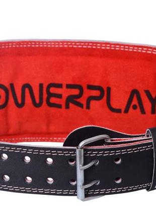 Спортивный пояс широкий для тяжелой атлетики powerplay черно-красный xs кожа5 фото