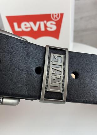 Ремінь чоловічий шкіряний для штанів levis брендовий / чорний ремінь левіс з натуральної шкіри під джинси