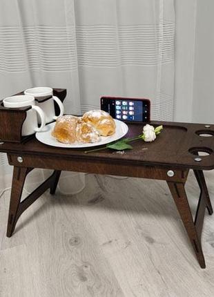 Деревяный столик подставка раскладной для завтрака стол для завтраков в кровать подставка под ноутбу2 фото