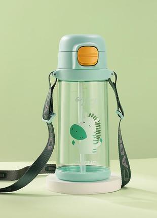 Пляшка для води casno 690 мл kxn-1219 зелена (зебра) з соломинкою