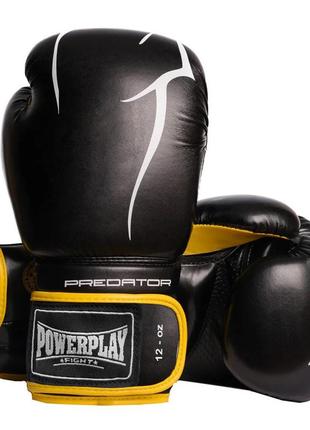 Боксерские перчатки powerplay 3018 черно-желтые 12 унций
