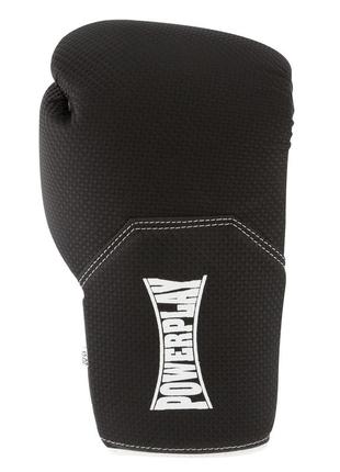 Тренировочные боксерские перчатки powerplay черно-белые карбон 16 унций9 фото