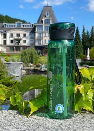 Бутылочка для воды casno 600 мл зеленая с соломинкой  для спорта для тренировок многоразовая для пит3 фото