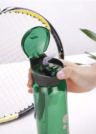 Бутылочка для воды casno 600 мл зеленая с соломинкой  для спорта для тренировок многоразовая для пит6 фото