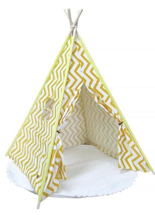 Игровая палатка вигвам littledove rt-1640 желтый зигзаг детская