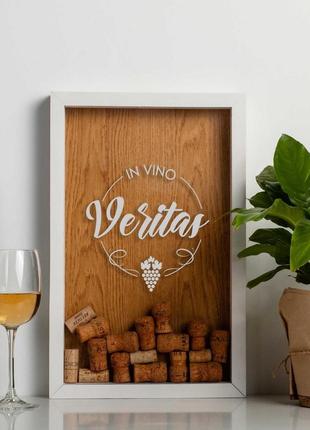 Необычный и оригинальный подарок другу копилка для винных пробок с надписью "in vino veritas"3 фото