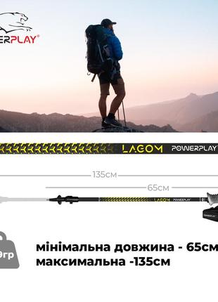 Легкие палки для скандинавской ходьбы powerplay lagom 65-135 см (набор)3 фото