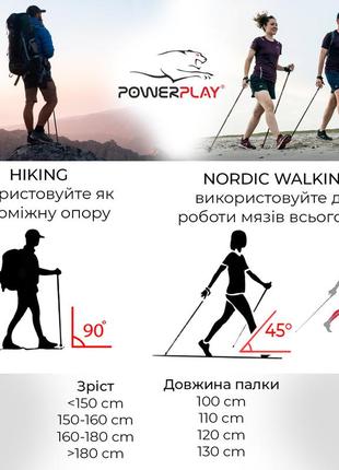 Легкие палки для скандинавской ходьбы powerplay lagom 65-135 см (набор)9 фото