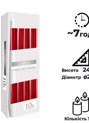 Набір свічок столових bispol  s30-230 червоний металік5 фото