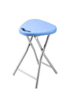 Складний стілець табурет  lesko ly-13 blue для дому пікніка дачі пластиковий2 фото