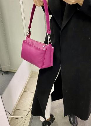 Сумка яскрава шкіряна фуксія сумка жіноча італійська сумка із натуральної шкіри7 фото