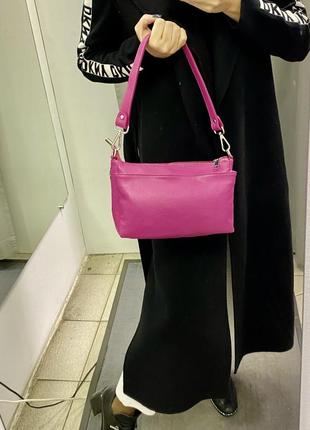 Сумка яскрава шкіряна фуксія сумка жіноча італійська сумка із натуральної шкіри8 фото