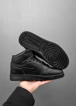 Кросівки nike air jordan 1 black fur ❄️