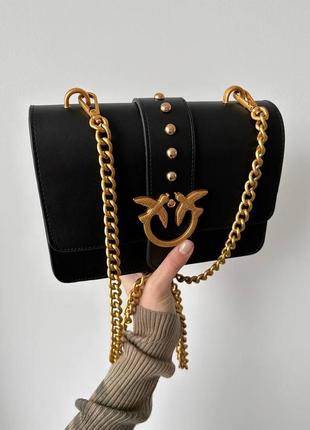Женская стильная черная сумка с цепочкой через плечо pinko 🆕небольшая сумка7 фото