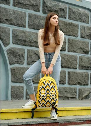 Женский рюкзак  zard lst желтый с орнаментом3 фото