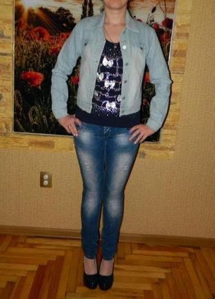 Куртка джинсовая женская светлая размер 42-44 wallys jeans8 фото