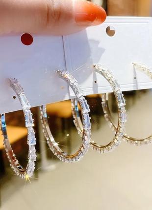 Сережки кільця золотисті циркони кристали в стилі ретро вінтаж6 фото