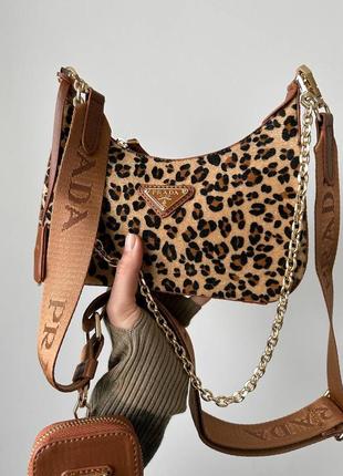 Женская стильная леопардовая сумка с широким ремнем через плечо 🆕 небольшая сумка1 фото