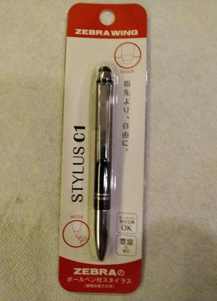 Кулькова ручка стилус zebra wing stylus c1 ballpoint pen — 0.7 mm — black body p-atc1-bk