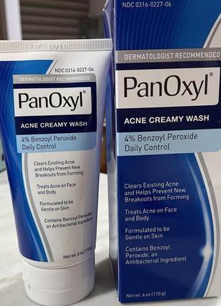 Крем для умывания с 4% перекисьом бензоила panoxyl acne creamy wash benzoyl peroxide 4%