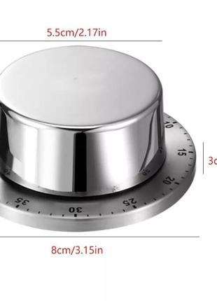Таймер механічний для кухні, зворотній відлік, чориний,на магніті на задній частині виробу3 фото