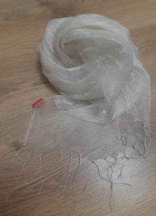 Невесомый шелковый шарф  палантин из  натуральной органзы9 фото