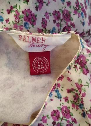 Супер квіткова блуза-туніка з шифоново-мереживним низом кремового кольору4 фото