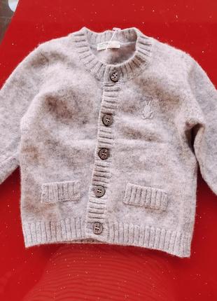 Benetton baby очень мягкий теплый свитер кардиган кофта новорожденному малышу 0-3м 50-56-62см шерсть ангора