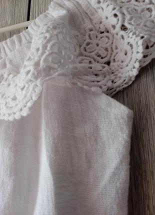 Блузка белая с ажурным воротом пр-ва италии4 фото
