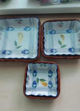 Набор глубоких блюд в плетении з шт. квадратный. германия
