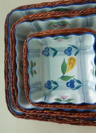 Набор глубоких блюд в плетении з шт. квадратный. германия