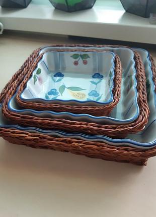 Набор глубоких блюд в плетении з шт. квадратный. германия