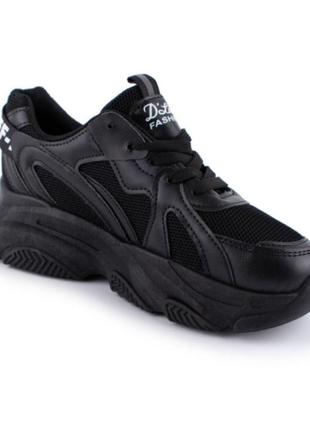 Стильные черные кроссовки на платформе толстой подошве массивные модные кроссы сетка4 фото