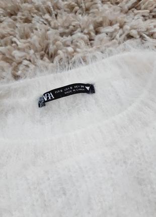 Базовый белый пушистый свитерок с коротким рукавом, zara,  p. s-m7 фото