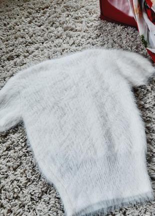 Базовый белый пушистый свитерок с коротким рукавом, zara,  p. s-m8 фото