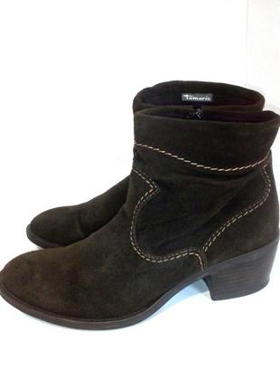 🥾 стильные демисезонные замшевые ботинки от бренда tamaris, р.39 код b3912