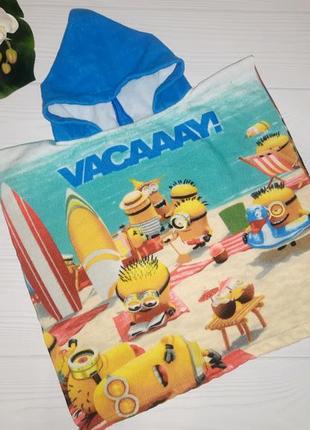 Дитячий пляжний рушник- пончо посіпаки 50×50 см