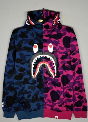 Худі bape shark full zip purp/pink5 фото