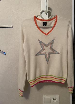 Кашеміровий светр молочного кольору з зіркою