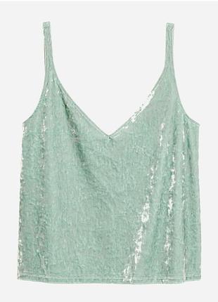 Топ серо-голубой бархатный h&m
