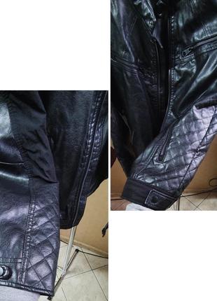 Чодовіча байкерська куртка із штучної шкіри чорна шкірянка4 фото